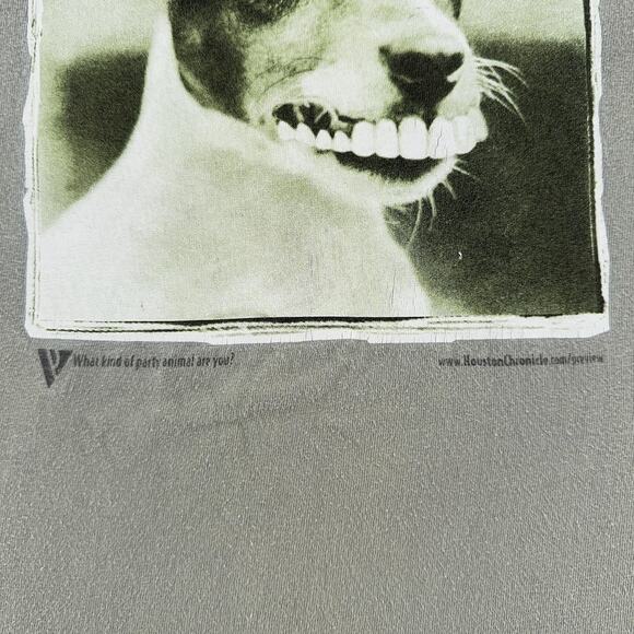 Vintage Houston Chronicle Preview Shirt Mens XL Gray Dog Graphic Texas 90s Tee - Picture 3 of 9